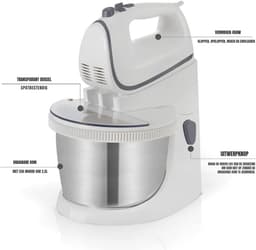 RONN® Mixer met Mengkom - Keukenmachine - Keukenrobot - Inclusief Accessoires - Antraciet - Wit/Zilver - 25cm x 25cm x 32cm — thumbnail 2