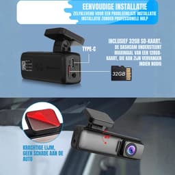 Aura® Dashcam voor Auto Voor en Achter - Dashcam - Zwart - 14cm x 6cm x 13cm — thumbnail 4
