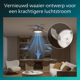 Philips Bliss Plafondventilator met ingebouwde LED-lamp - 3 Intrekbare bladen, diameter: 106cm - 4500 Lumen - Instelbaar wit licht van 2700K tot 6500K - Dimbaar tot 5% - Afstandsbediening - Hout — thumbnail 4