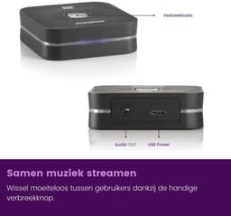 Marmitek BoomBoom 80 - Bluetooth Receiver - NFC - Bluetooth ontvanger - Speel je muziek van je Smartphone af op je geluidsinstallatie - Spotify — thumbnail 2