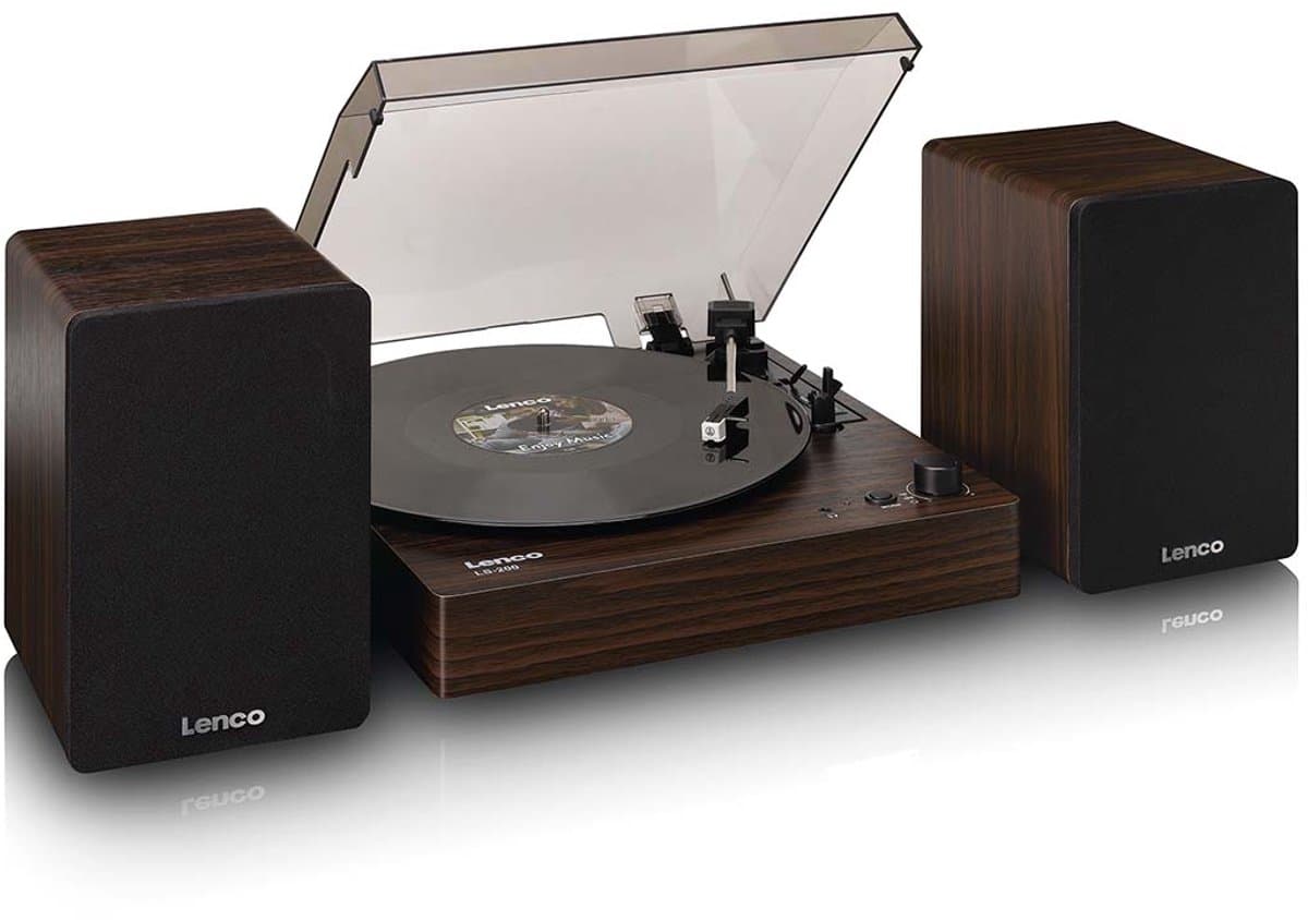 Lenco Platenspeler met Bluetooth - Twee externe Luidsprekers en AT3600L Cartridge - LS-200WD - Hout — afbeelding 1