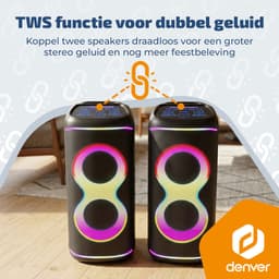 Denver Bluetooth Speaker Party box - Discolichten - Partybox - Incl Microfoon - Luidspreker - BPS370 — thumbnail 4