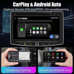 ESSGOO 1DIN Autoradio auto met 10,1 Inch 360° draaibaar scherm - autoradio geschikt voor CarPlay en Android auto - Android 15 4 + 64 GB - Bluetooth FM RDS - multimediaspeler - 12LED-achteruitrijcamera - microfoon — thumbnail 5