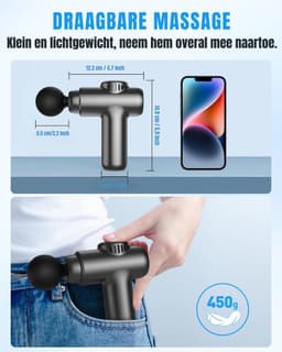 RWB® Massage Pistool - Massagepistool - Massage Gun - Zwart -13 x 15 x 5 cm — thumbnail 2