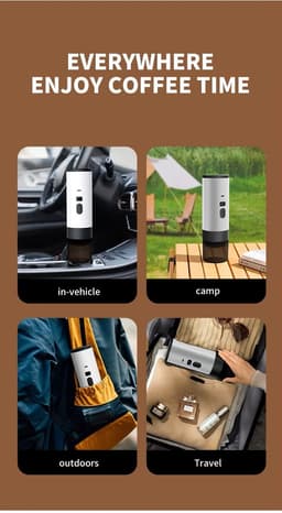 Lunekiss 3-in-1 Draagbare Mini To-Go Espressomachine - 12V - 7800mAh - Type-C - Display - 90°C - Gemalen Koffie - Wit — thumbnail 5
