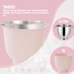 SAVI® Mixer met mengkom - Mixer - Mixer met mengkom keukenmachine - Roze - ‎22cm x 36cm x 33cm — thumbnail 3