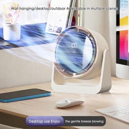 Witte USB tafelventilator met LED display – stil, oplaadbaar, wandmontage mogelijk, voor slaapkamer of kantoor — thumbnail 5