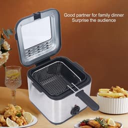 Elektrische Friteuse - Frietpan - Thuis Frituren - Verstelbare Temperatuur - 25 Liter - Zilver — thumbnail 4