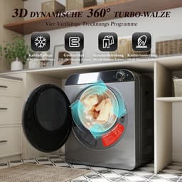 Trommeldroger - Compacte Droger Met PTC Keramische Verwarming - 4 Programma’s (Incl. Koeleerfunctie) - Wandmontage Of Stapelbaar - 3kg Capaciteit - Zilver — thumbnail 5