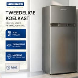 Heinner HF-HM2206INVXD Koel-vriescombinatie 206 L – Inverter – Mechanische Instelbare Thermostaat – LED-verlichting – Omkeerbare Deur – RVS – 5 Jaar Garantie — thumbnail 5