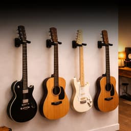 Gitaar Muurbeugel Set van 4 – Gitaarhouder Wand – Verstelbare Gitaarsteun – Universele Gitaar Wandhouder met Zachte Beschermlaag – Geschikt voor Akoestische & Elektrische Gitaar — thumbnail 2