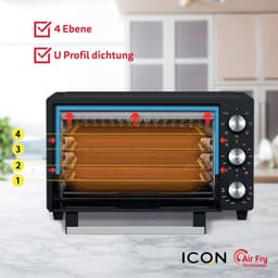 20L Minioven met Airfry Functie, Hetelucht Oven en 5 Programma's - 1500W — thumbnail 5
