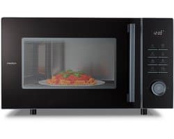 MEDION Mikrowelle mit Grill und Heißluft, Airfryer & Heißluftfritteuse, 25 Liter, 900 W Mikrowellenleistung, Backofenfunktion, inkl. Air fryer Zubehör - Grillrack & Backteller - MD12231 dunkel grau