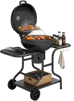 Outsunny Ronde barbecue-Metaal, Kunststof-129L x 63,5B x 106,5H cm-Zwart — thumbnail 1