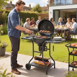 Outsunny Ronde barbecue-Metaal, Kunststof-129L x 63,5B x 106,5H cm-Zwart — thumbnail 2