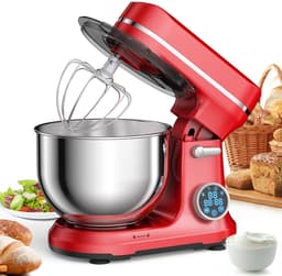 Shopwizz Keukenmachine - Met Mengkom - OLED Scherm - Incl. Garde, Deeghaak en Platte Haak - 11 Snelheden - Blender - Mixer - 2000W - 6.2L - Rood — thumbnail 1