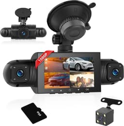 Dashcam met 4 Kanalen 1080P en 720P, 3 Inch IPS Scherm, Nachtzicht en Parkeerbewaking — thumbnail 1