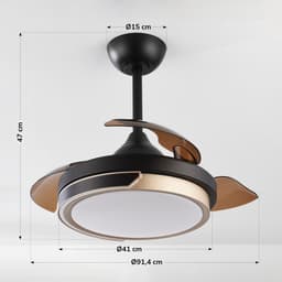 LumenXL - Plafondventilator Vento zwart met bruin incl. LED en afstandsbediening — thumbnail 1