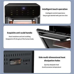 Heteluchtfriteuse – Airfryer - Airfryer Oven - 12L - 1350W - LED Touchscreen - Olievrije Heteluchtfriteuse - Multifunctioneel Convectoroven - Kijkvenster - Grote Capaciteit - Zwart — thumbnail 2