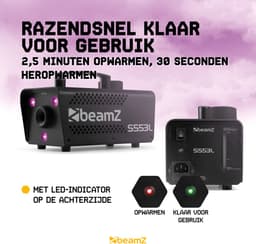 Rookmachine met LED’s - BeamZ S553L - Set met 250ml vloeistof - Voor Halloween - 3 RGB LED’s - 550W — thumbnail 5