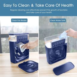 Draagbare airconditioning-ventilator, USB-aangedreven luchtkoeler, luchtbevochtiger, 7 led-luchtkoeler, klein, met 3 snelheden, ultra-stille koelventilator Geschikt Geschikt voor familie, reizen, kantoor — thumbnail 5
