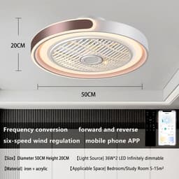 RFWR® Moderne Plafondventilator met Dimbare LED Lamp en Afstandsbediening — thumbnail 3
