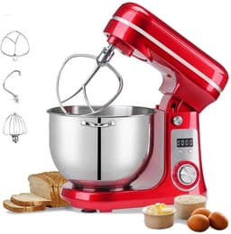 Keukenmachine - 3-in-1 - Keukenrobot - Hakmolen - Mixer met mengkom - Keukenmixer - Rood - 1200W - RVS Mengkom (6L) — thumbnail 3
