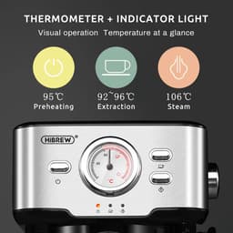 Koffiezetapparaat - koffiemachines - HiBREW Koffiezetapparaat Cafetera 20-bar Espresso inox Semi-automatische Expresso Cappuccino Heet water Stoomtemperatuurweergave H5 — thumbnail 5