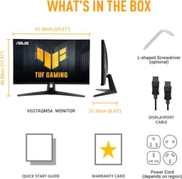 ASUS TUF Gaming VG27AQM5A - QHD Fast IPS Gaming Monitor - 300Hz - 0.3ms - G-Sync Compatible - 27 Inch — thumbnail 3