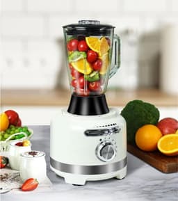 10-In-1 Elektrische Keukenmachine 1000 W Met Glazen Mixer Van 1 5 L En Kom Van 3 Liter Voor Snijden Hakken Raspen Mixen Pureren En Deeg 6 Voorinstellingen Voor Thuisgebruik Wit — thumbnail 3