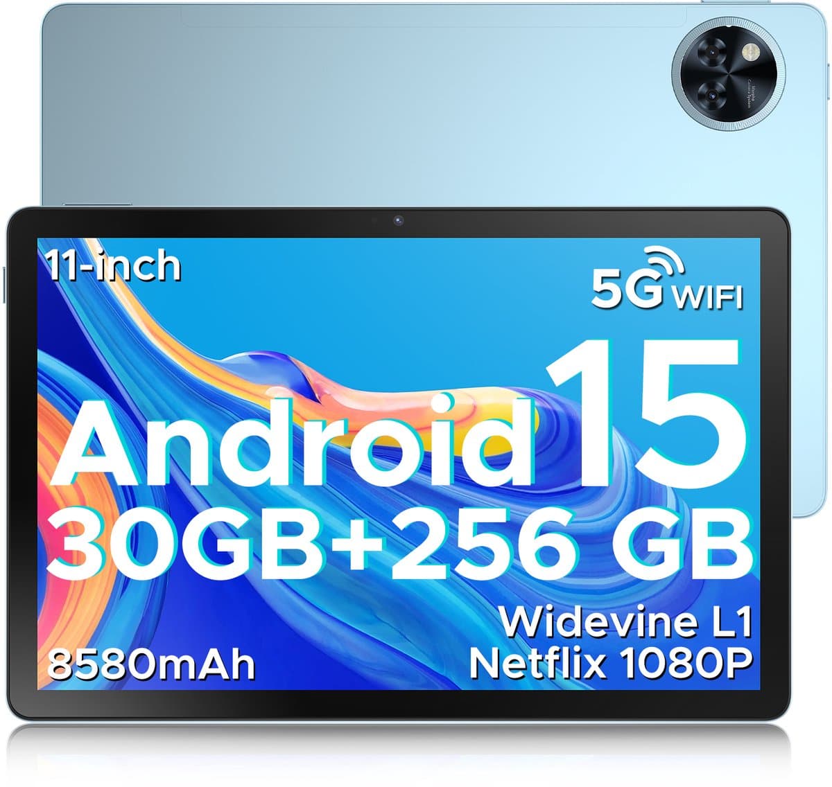 DOOGEE U11 Pro - Tablet - Tablets - 30GB RAM + 256GB ROM(2TB/TF) - 8580 mAh - 11 Inch 1080P 90 Hz - Dubbele luidspreker - T7200 Octa Core - 13MP Camera - 5G WIFI - Face ID - 7.9 mm Metallic Body - Blauw — afbeelding 1