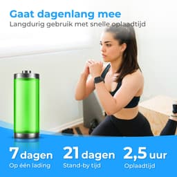 Nuvance - Smartwatch Heren - Smartwatch Dames - Geschikt voor alle Smartphones - Sporthorloge - 45mm - Stappenteller & Hartslagmeter - Zwart — thumbnail 4