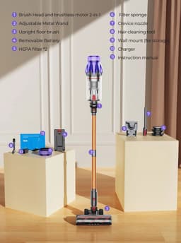Laresar V7 - Steelstofzuiger Draadloos - 50000Pa - 500W Motor - Tot 60 Minuten Werktijd - LED Display - Geavanceerd Filtersysteem — thumbnail 4