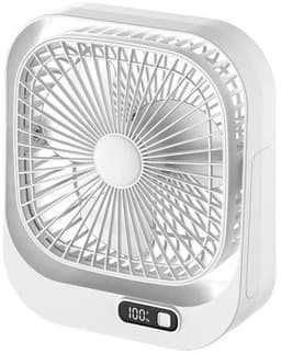 Ventilator - Fan - Tafelventilator - USB oplaadbaar - Stil en lichtgewicht - Met LED - digitaal display - 360° verstelbaar - 3 snelheden - Zwarte circulatieventilator met borstelloze motor - Voor kantoor, thuis en op reis (wit) — thumbnail 1