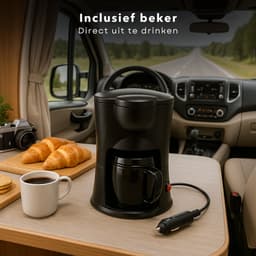 Cheqo® Koffiezetapparaat voor Auto 12V - Draagbare Koffiemachine met Autostekker – Reiskoffiezetapparaat voor Kamperen, Caravan & Vakantie – Compacte Elektrische Koffiezetter – Koffie Onderweg – Espressomachine 12V — thumbnail 4