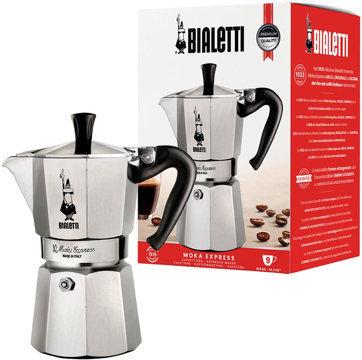 Bialetti Moka Express - Percolator - 9 kops - Aluminium — afbeelding 1