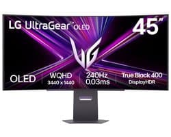 LG UtraGear 45GX900A-B - Curved OLED WQHD Gaming Monitor - 240Hz - USB-C 65W - 45 inch