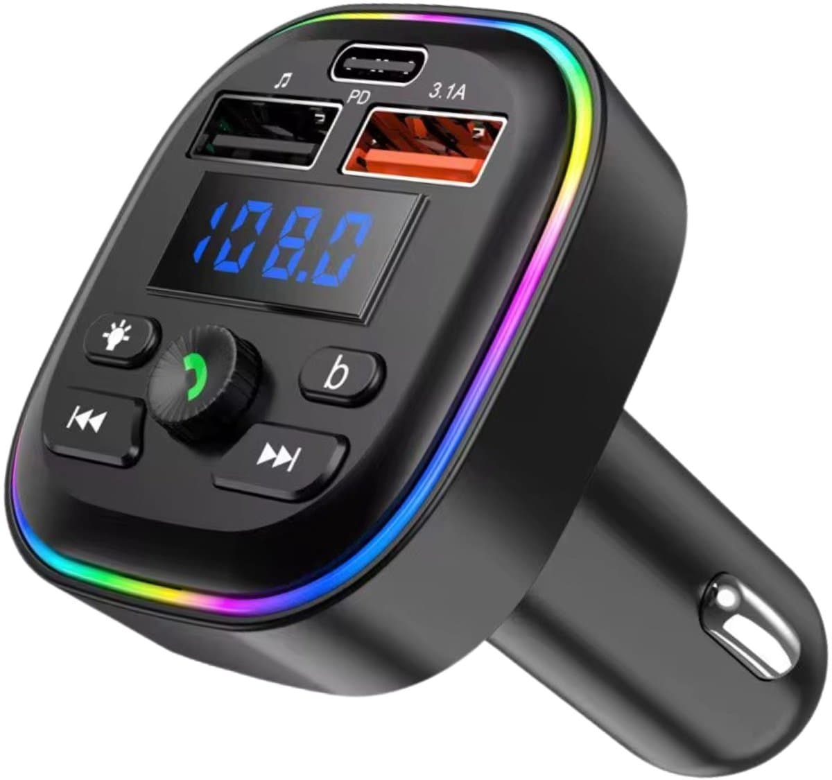 Nextora Bluetooth Transmitter - Bluetooth Receiver - Bluetooth Ontvanger - Bluetooth Transmitter Auto - Bluetooth Auto - Bluetooth 5.3 - USB Autolader - Bluetooth Adapter Auto - Zwart — afbeelding 1