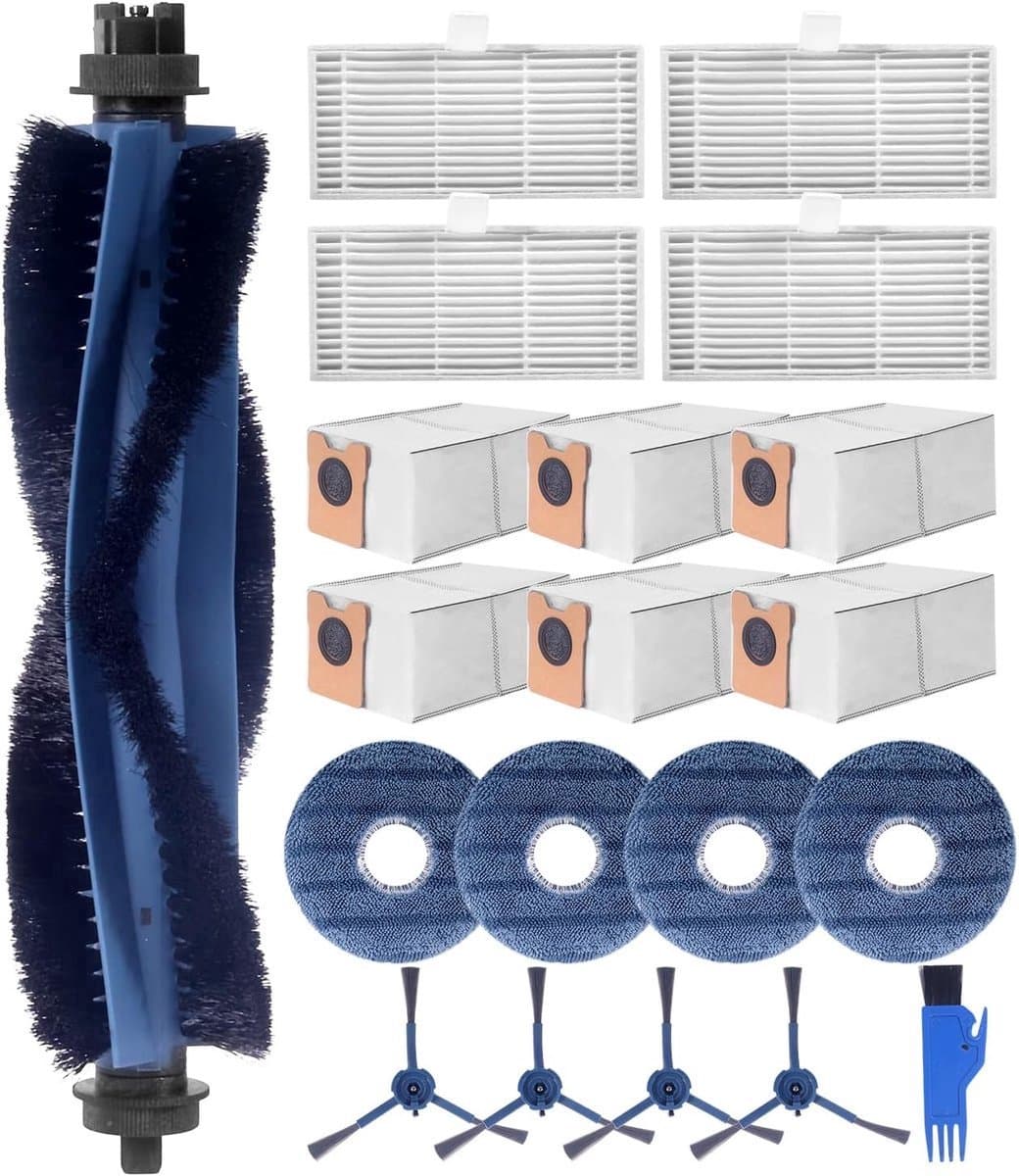 20-delige accessoireset voor Eufy Omni C20, reserveonderdelenset voor eufy Omni C20, 1 hoofdborstel, 4 filters, 4 zijborstels, 4 doeken, 6 stofzakken, 1 kleine reinigingsborstel — afbeelding 1