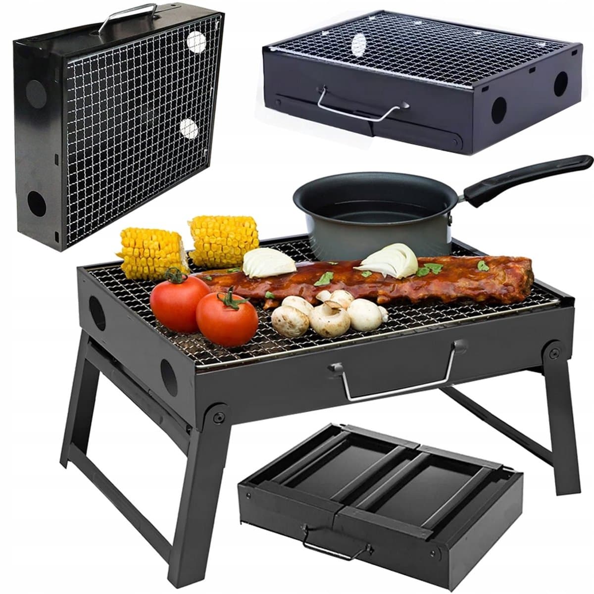 Reisgrill in draagbare opvouwbare Koffer - Houtskool - Barbeque — afbeelding 1