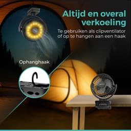 VENTRA® Draadloze Ventilator – Ventilator – Tafelventilator – Handventilator - Mini Ventilator - LED Verlichting - 12000 mAh - 19,5 x 17cm — thumbnail 4