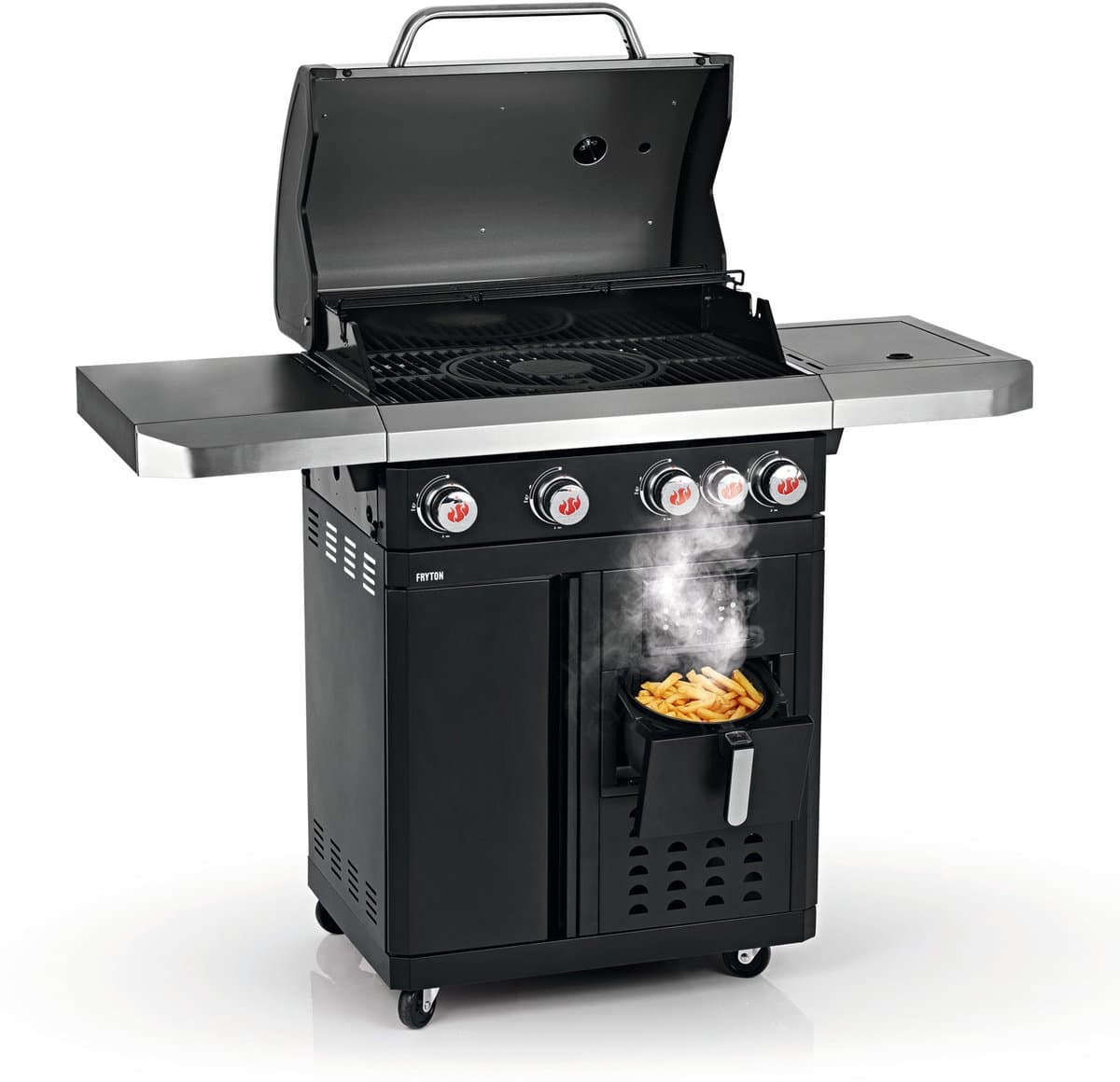 Landmann Fryton 4.1 Gasbarbecue – 3-in-1 Grillen, Bakken & Koken – BBQ met Zijbrander — afbeelding 1