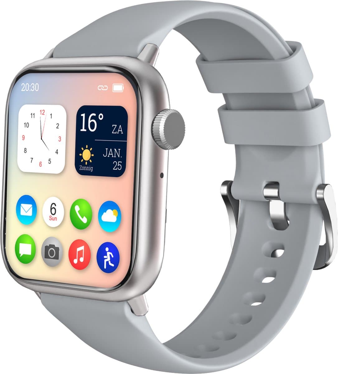 Nuvance - Smartwatch Heren - Smartwatch Dames - Geschikt voor alle Smartphones - Sporthorloge - 45mm - Stappenteller & Hartslagmeter - Grijs — afbeelding 1