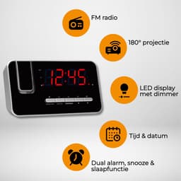 Denver Wekkerradio met Projectie - Digitale wekker - FM Radio - Dubbel Alarm - CRP618 - Zwart — thumbnail 2