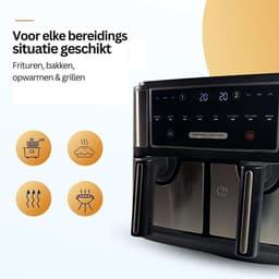 Blithe- Dubbele Heteluchtfriteuse - Heteluchtfriteuse - Inhoud 2x4L - Digitaal Display - 2600 Watt - XXL - Zwart — thumbnail 5