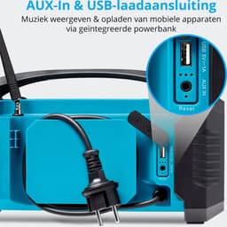 MEDION E66050 DAB+ bouwplaatsradio (geïntegreerde batterij, IP54-bescherming tegen spatwater en stof, USB-oplaadfunctie, Bluetooth 5.0, PLL FM-radio, batterij- of netvoeding) blauw — thumbnail 2