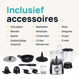 MOA – Foodprocessor – Keukenmachine en blender – 1,5 liter – 1200 Watt – Citruspers – Incl. accessoires – FP511 — thumbnail 2