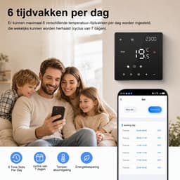 CONENTOOL WIFI Slimme Thermostaat 16A - Programmeerbaar - geschikt voor Elektrische Vloerverwarming - Zwart — thumbnail 3