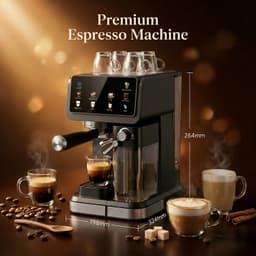 DeltaMerch Koffiezet apparaat - Koffie machine - Espressomachine - Latte- en cappuccinofunctie - Melkopschuimer - Zwart — thumbnail 5