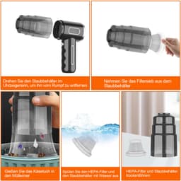 DESMIU Stofzuiger – Krachtige Zuigkracht – 31 X 14,5 X 6 Cm – Abs – Zwart – Voor Auto En Thuis – Draadloos En Compact — thumbnail 2